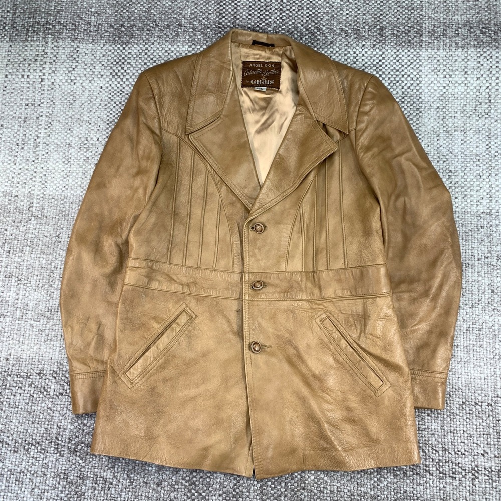 Vintage Grais Angel Skin Cabretta Leather Jacket Tan Western Pintuck 7538 42